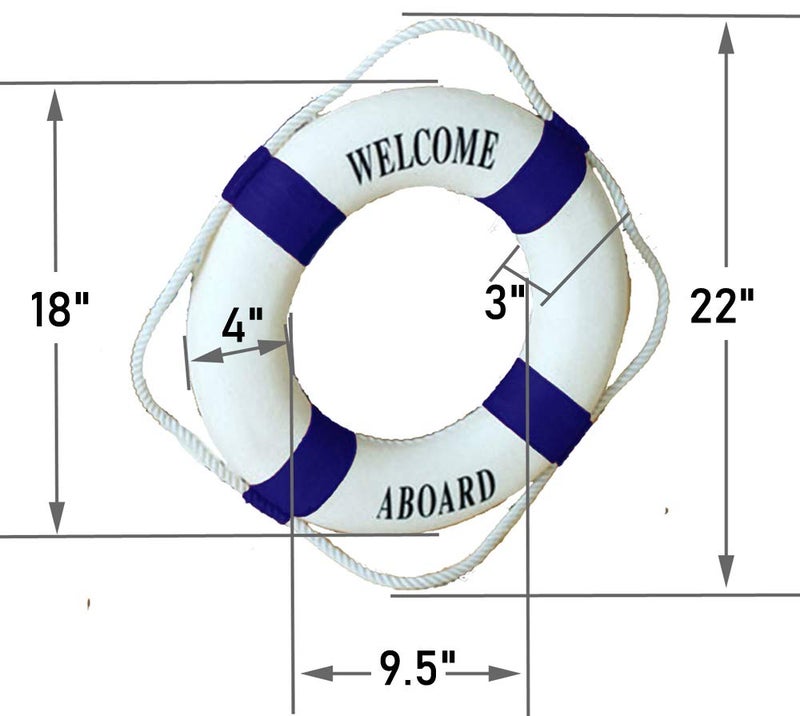 MorroMorn Lifebuoy Wall Hanging Decor - Welcome Aboard Mediterranean Style Home Decoration (Navy, 18") - Image 4